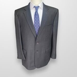 Jos A Bank Mens Size 44L Gray Blazer Wool Suit Jacket Signature Gold‎